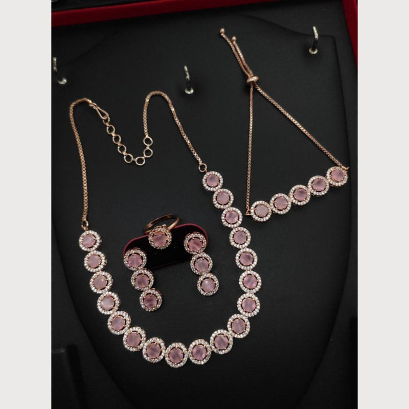 Aamrapali Rose Gold Plated American Diamond Combo Set