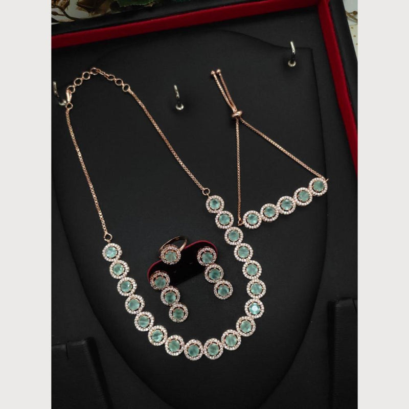 Aamrapali Rose Gold Plated American Diamond Combo Set