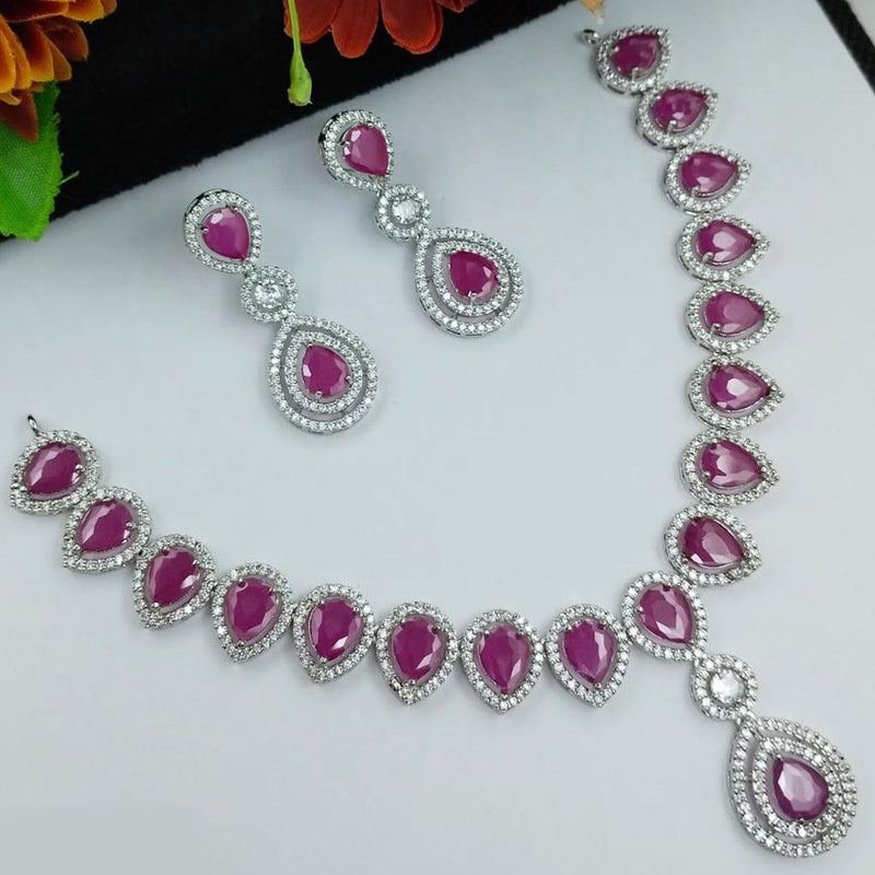 Aamrapali Silver Plated AD Necklace Set