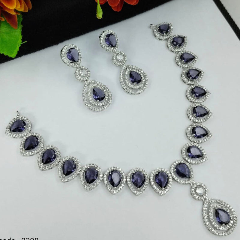 Aamrapali Silver Plated AD Necklace Set