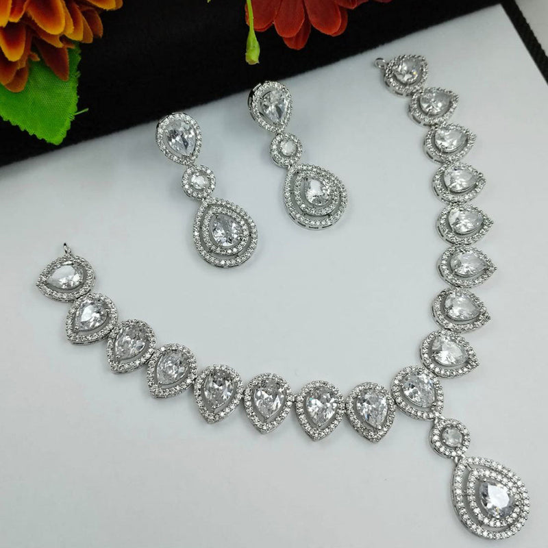 Aamrapali Silver Plated AD Necklace Set