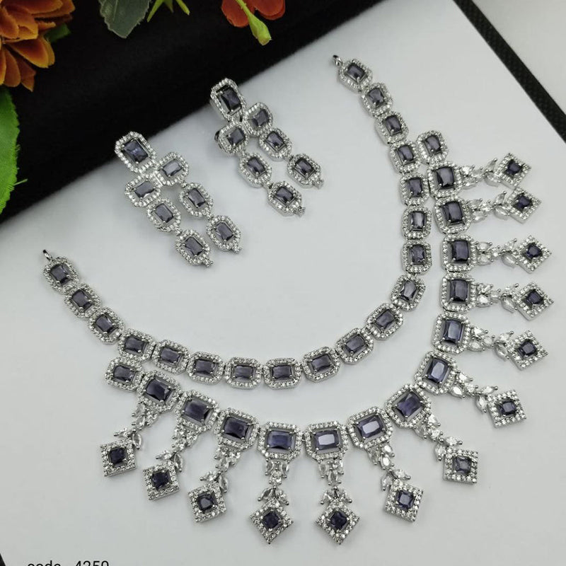 Aamrapali Silver Plated AD Necklace Set