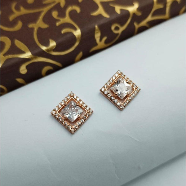 Aamrapali Rose Gold Plated Austrian Stone Stud Earrings