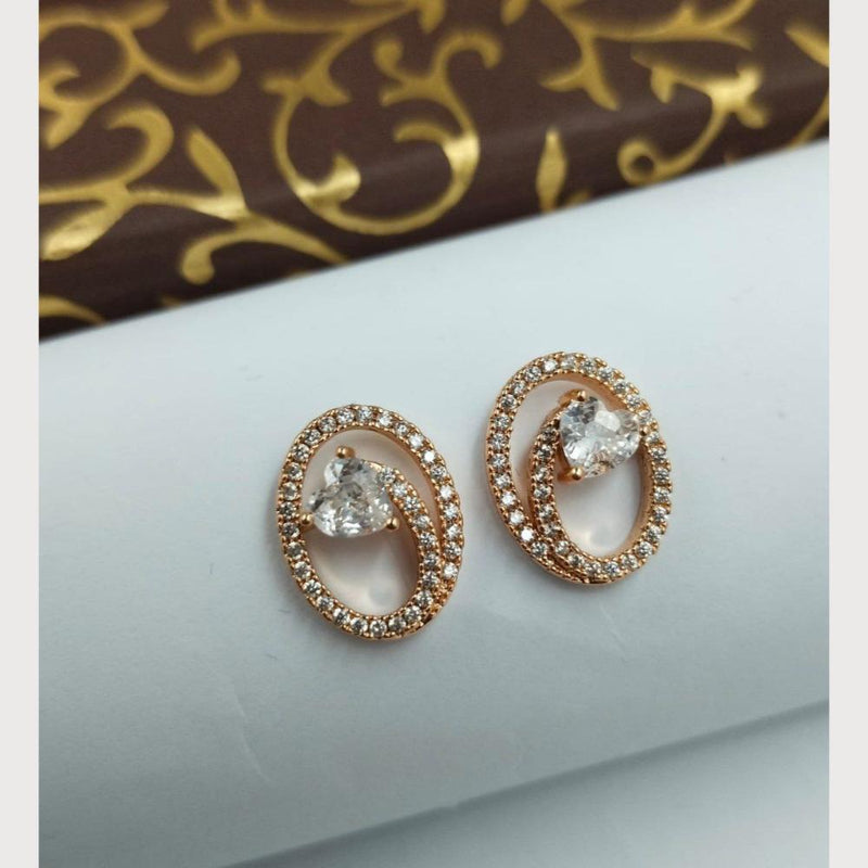 Aamrapali Rose Gold Plated Austrian Stone Stud Earrings