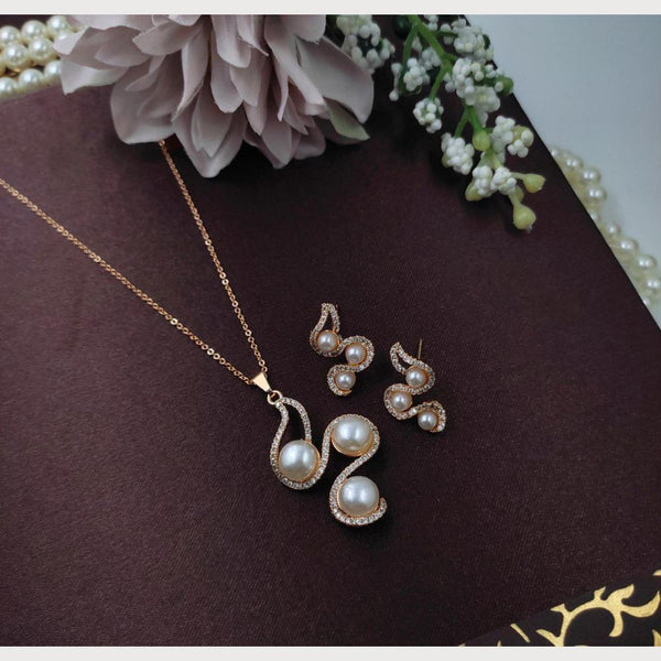 Aamrapali Rose Gold Plated Austrian Stone Chain Pendant Set