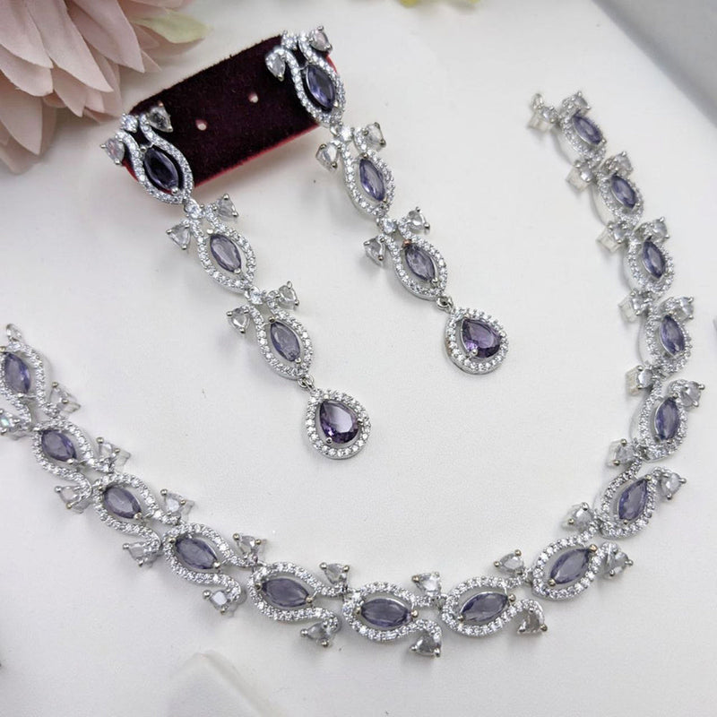 Aamrapali  Silver Plated American Diamond Necklace Set