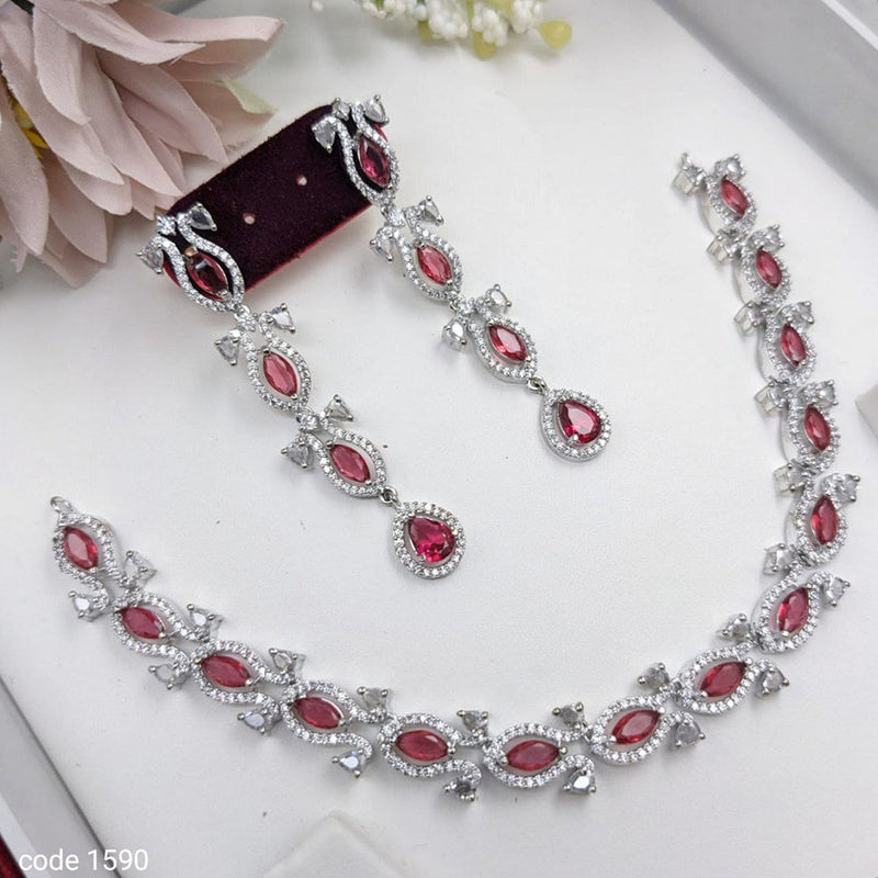 Aamrapali  Silver Plated American Diamond Necklace Set