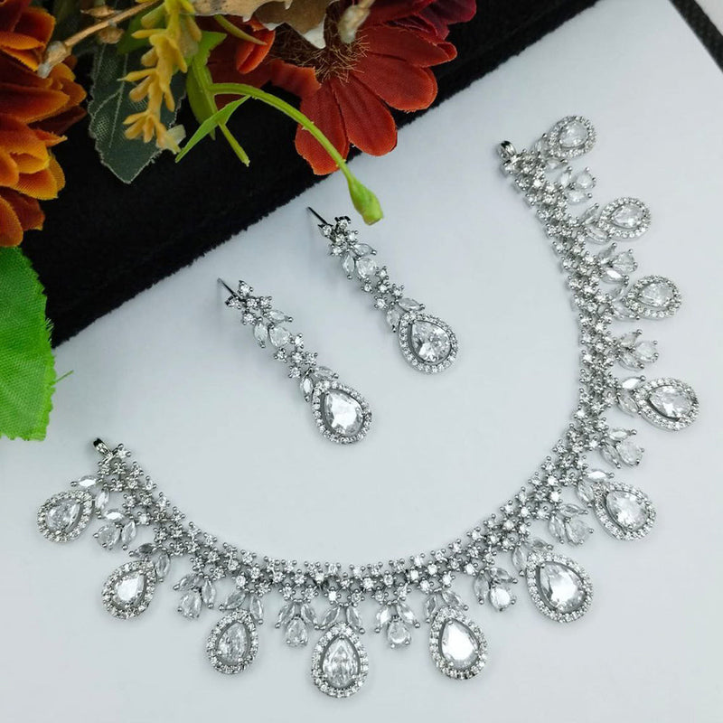 Aamrapali  Silver Plated American Diamond Necklace Set