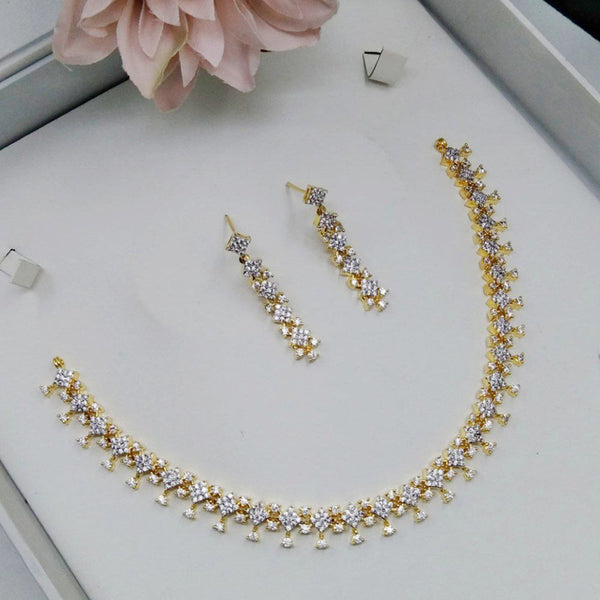 Aamrapali Gold Plated American Diamond Necklace Set