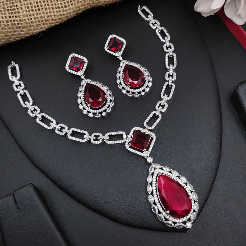 Aamrapali  Silver Plated American Diamond Necklace Set