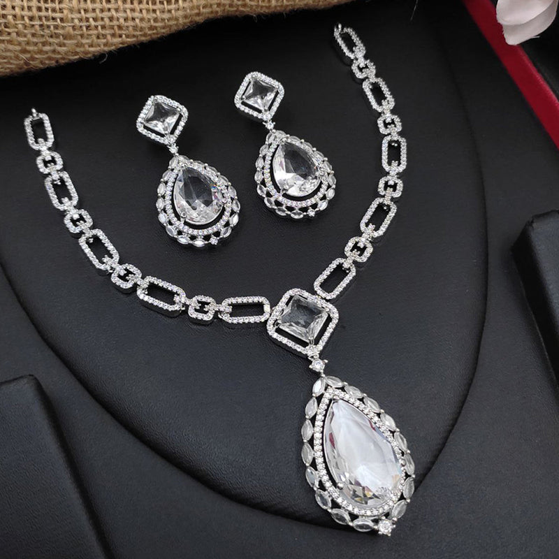 Aamrapali  Silver Plated American Diamond Necklace Set