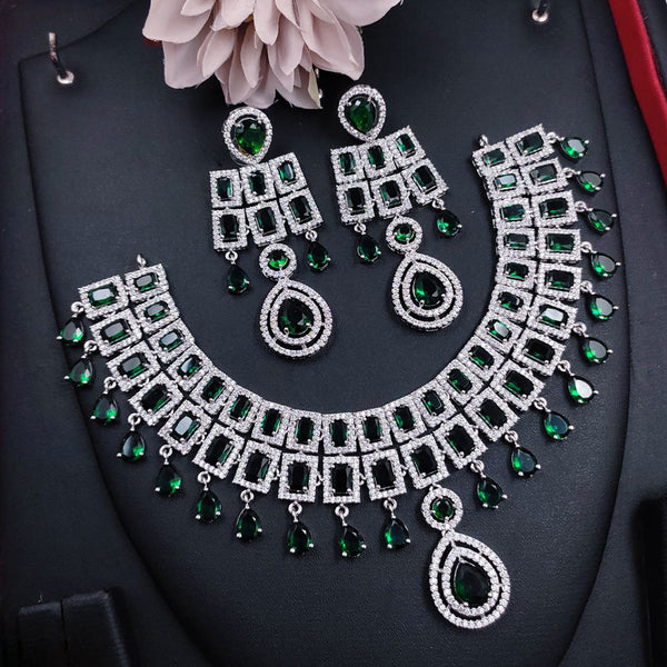 Aamrapali  Silver Plated American Diamond Necklace Set