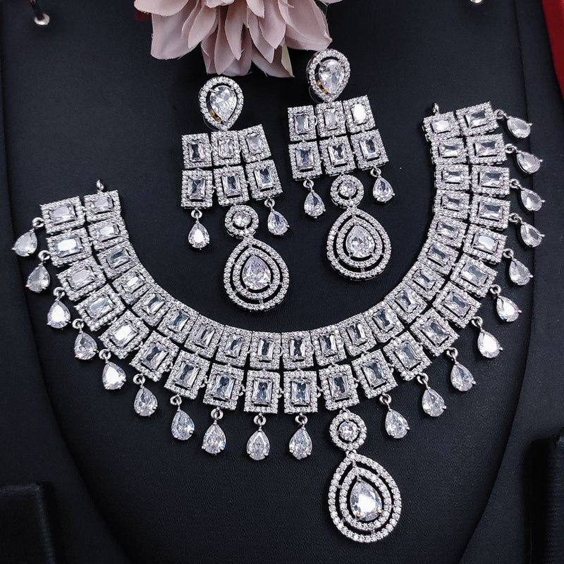 Aamrapali  Silver Plated American Diamond Necklace Set