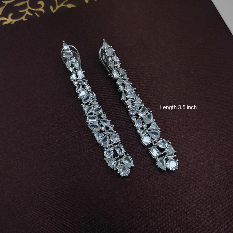 Aamrapali Silver Plated AD Stone Dangler Earrings