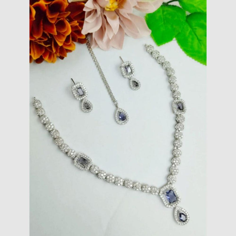 Aamrapali Silver Plated AD Necklace Set