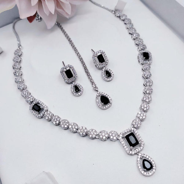 Aamrapali Silver Plated AD Necklace Set