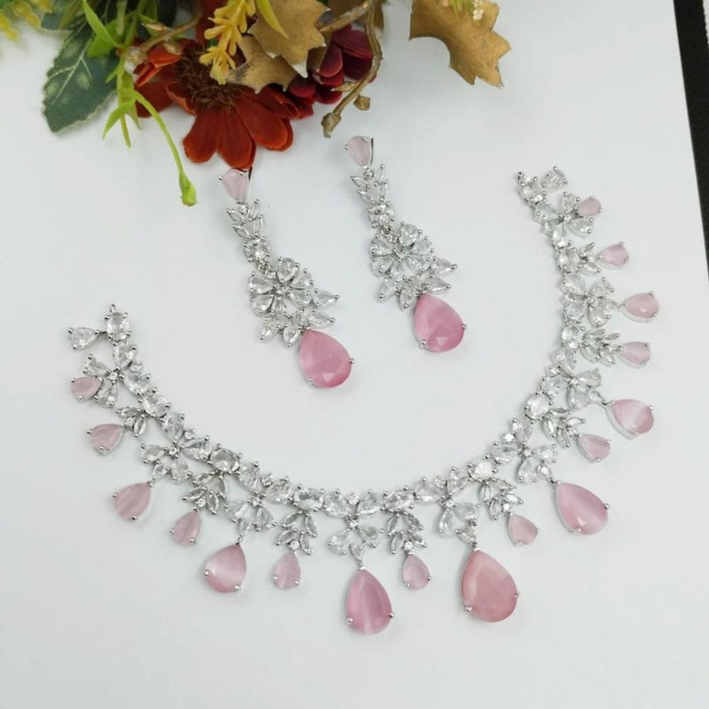 Aamrapali Silver Plated AD Necklace Set