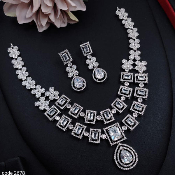 Aamrapali Silver Plated AD Necklace Set