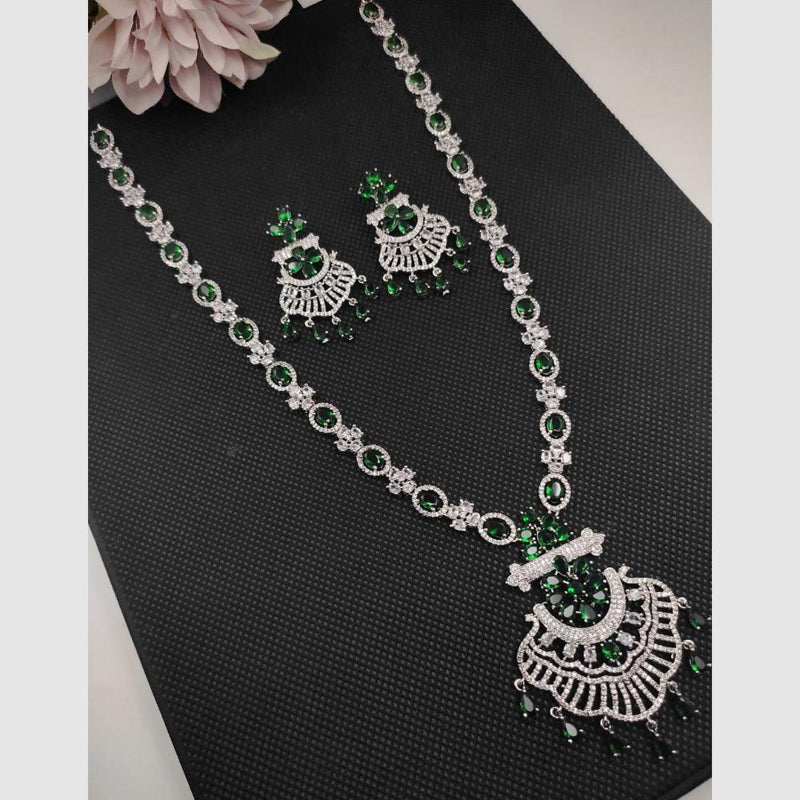 Aamrapali Silver Plated AD Necklace Set