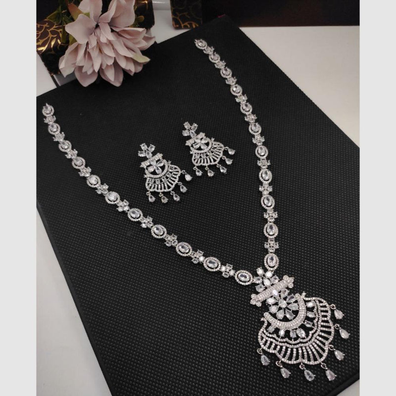 Aamrapali Silver Plated AD Necklace Set