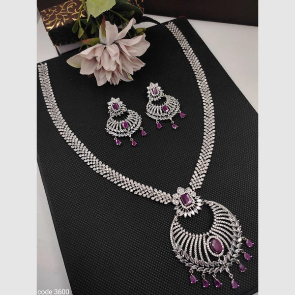 Aamrapali Silver Plated AD Necklace Set