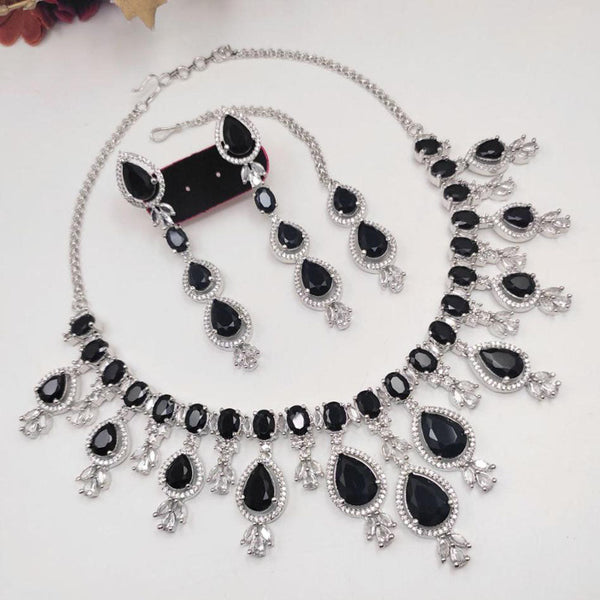 Aamrapali Silver Plated AD Necklace Set