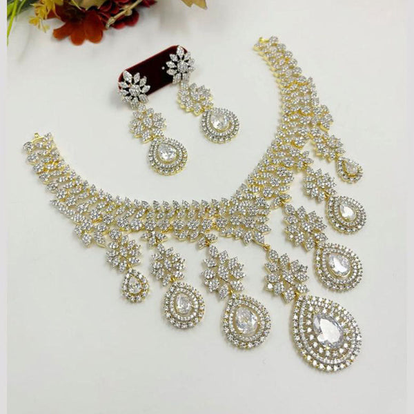 Aamrapali Gold Plated American Diamond Necklace Set