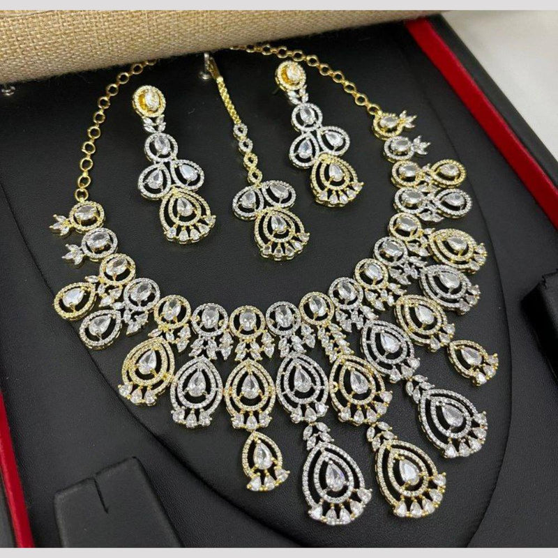 Aamrapali 2 Tone Plated American Diamond Necklace Set