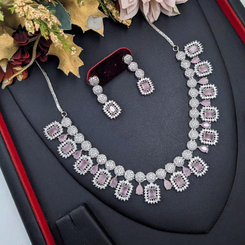 Aamrapali Silver Plated American Diamond Necklace Set