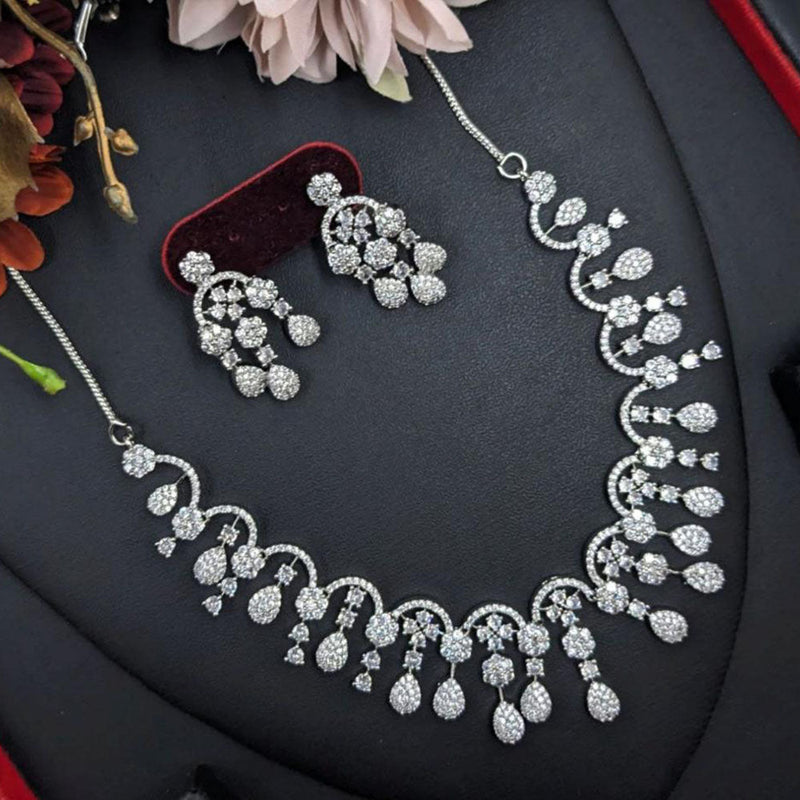 Aamrapali Silver Plated Austrian Stone Necklace Set