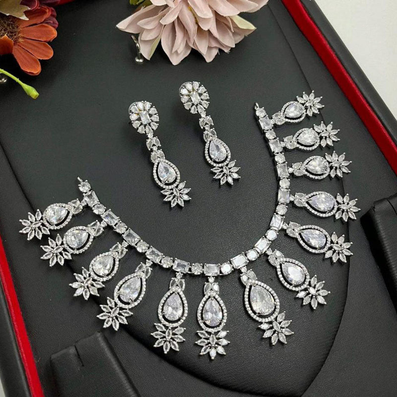 Aamrapali Silver Plated American Diamond Necklace Set