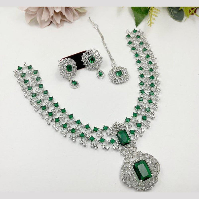 Aamrapali Silver Plated American Diamond Necklace Set