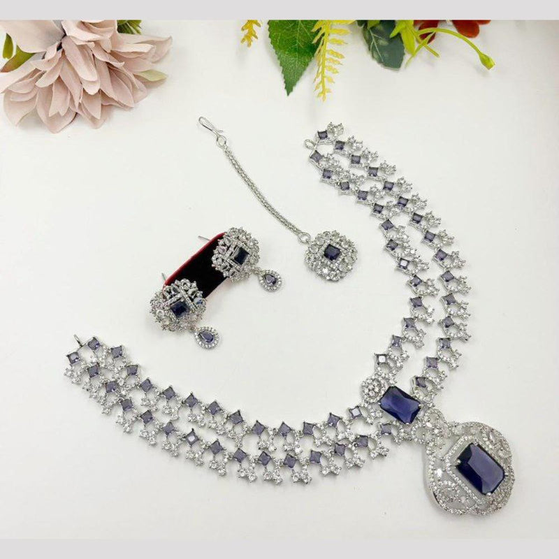 Aamrapali Silver Plated American Diamond Necklace Set