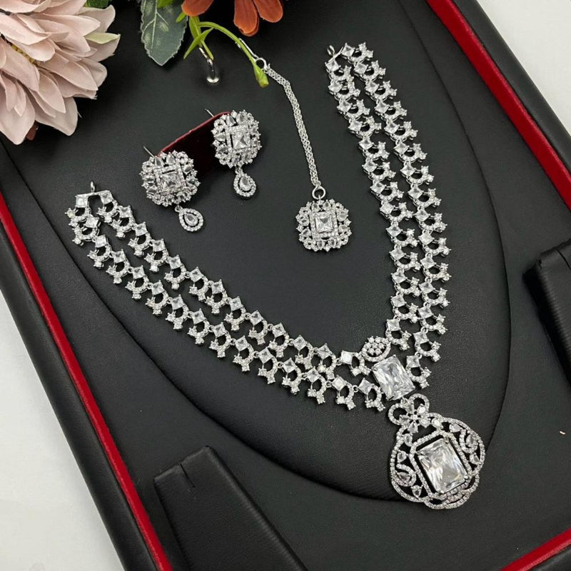 Aamrapali Silver Plated American Diamond Necklace Set