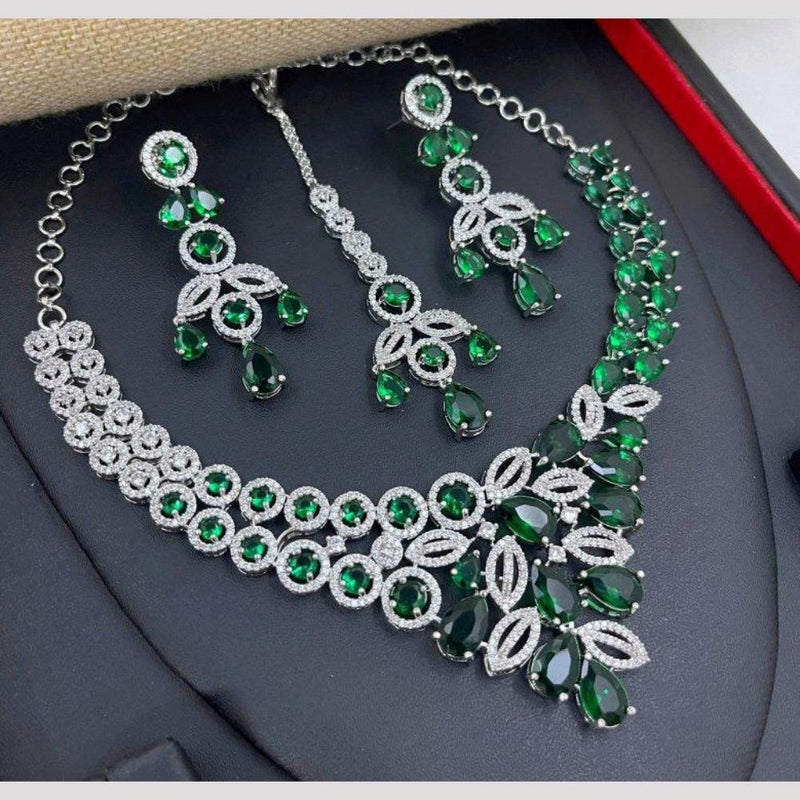 Aamrapali Silver Plated American Diamond Necklace Set