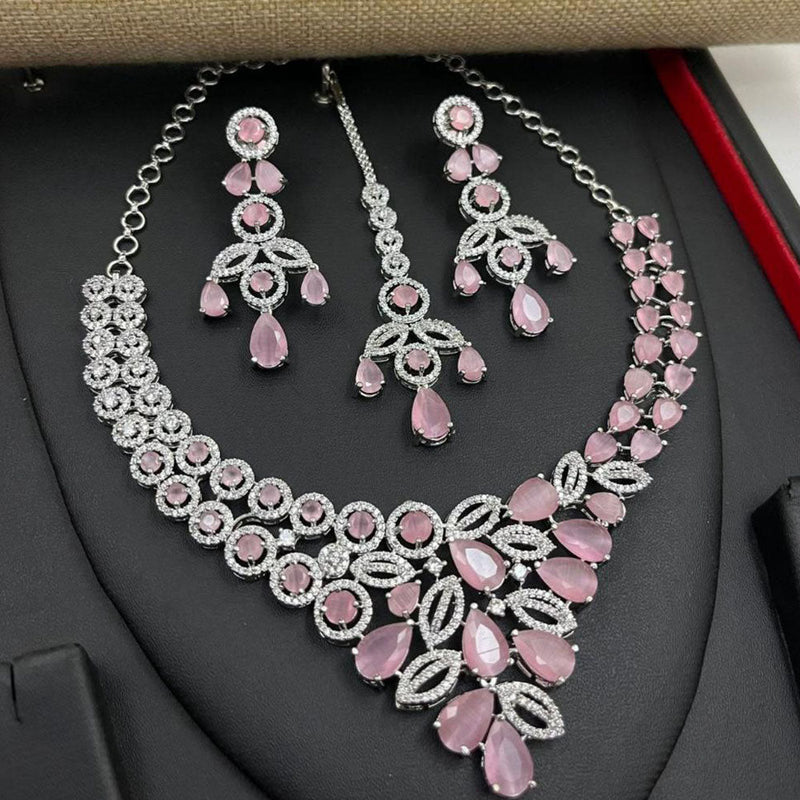 Aamrapali Silver Plated American Diamond Necklace Set