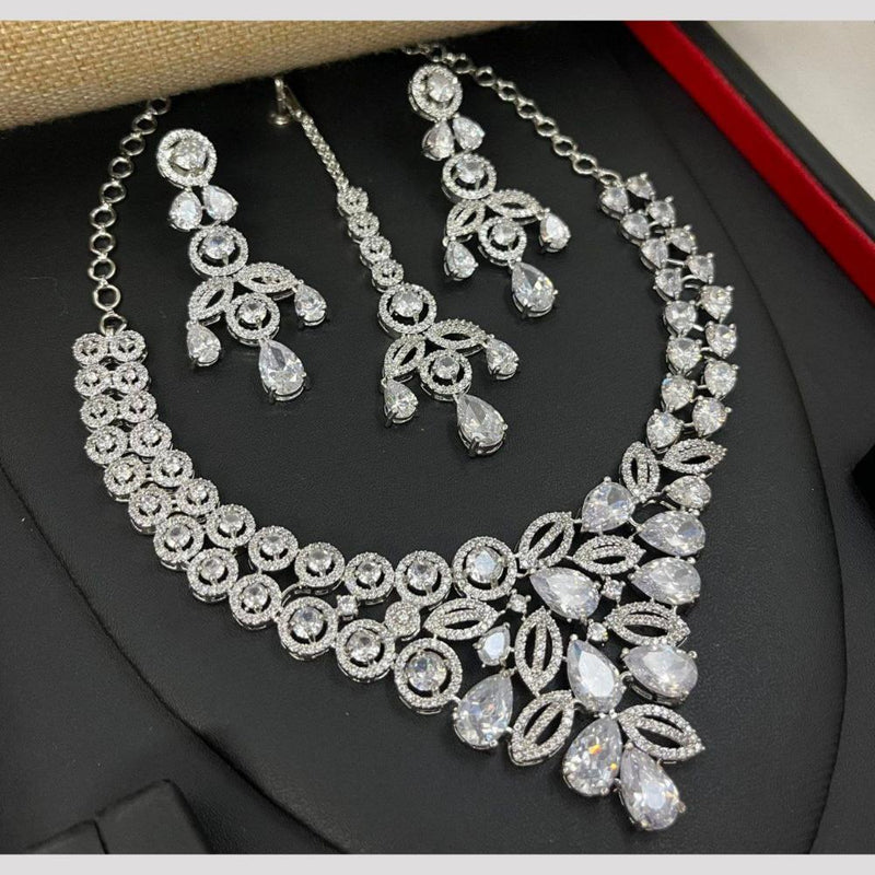 Aamrapali Silver Plated American Diamond Necklace Set