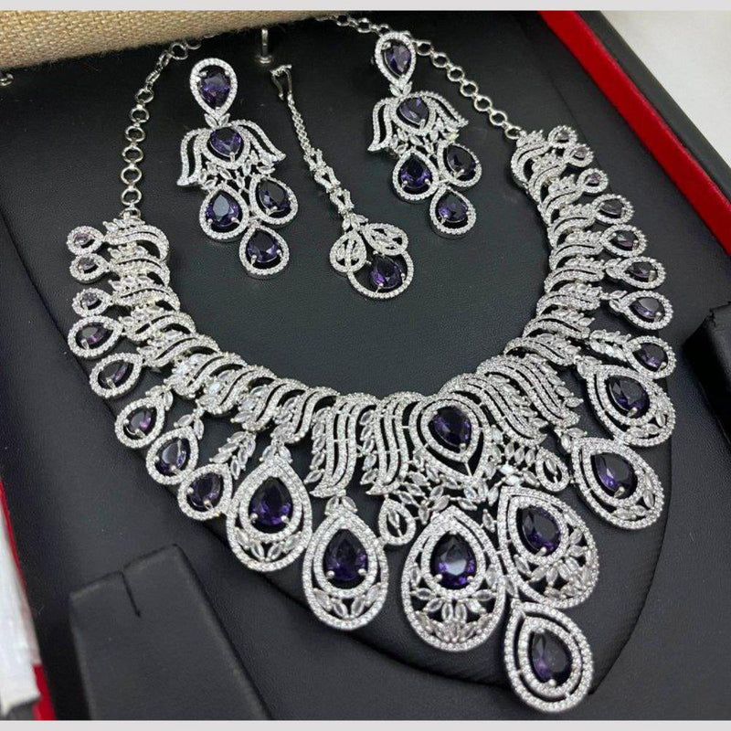 Aamrapali Silver Plated American Diamond Necklace Set