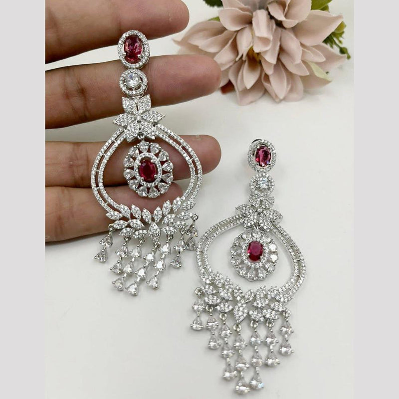 Aamrapali Silver Plated American Diamond Dangler Earrings