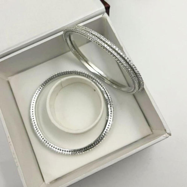 Aamrapali Silver Plated Austrian Stone Bangle Set