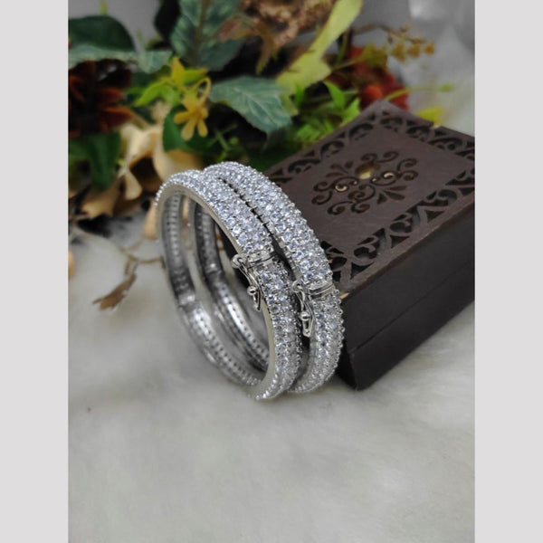 Aamrapali Silver Plated American Diamond Openable Bangle Set