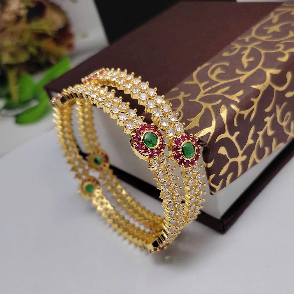 Aamrapali Gold Plated Crystal Stone Temple Bangle Set