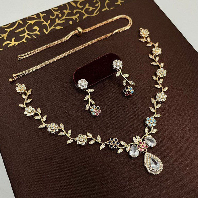 Aamrapali Gold Plated Austrian Stone Necklace Set