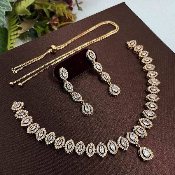 Aamrapali Gold Plated AD Stone Necklace Set