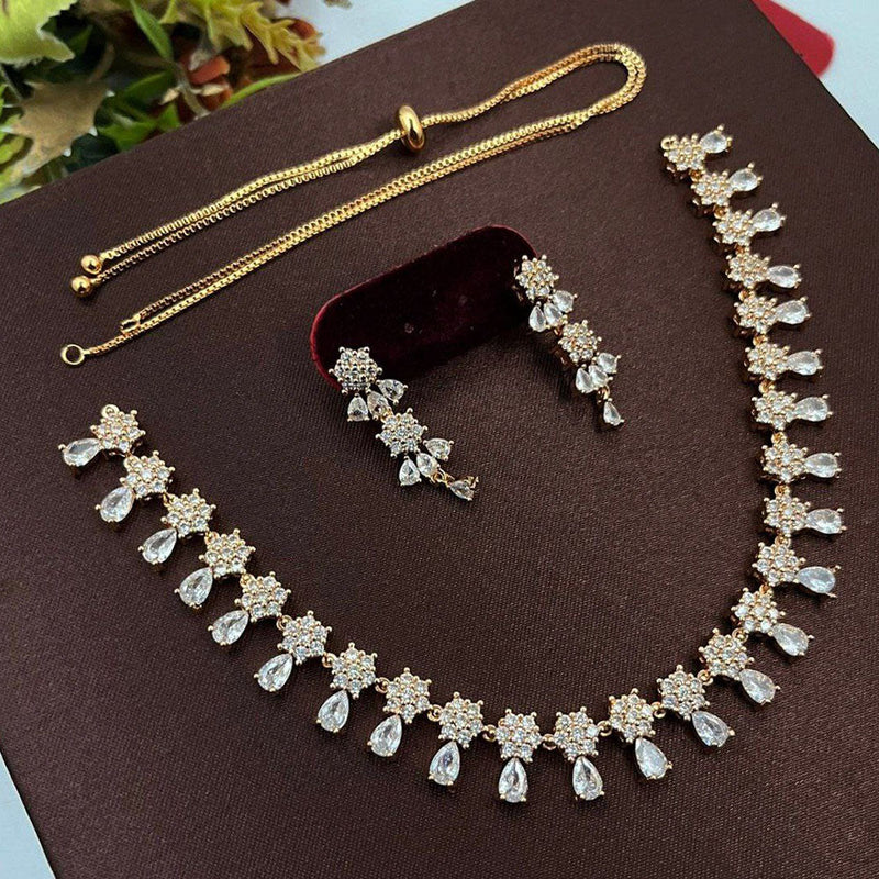 Aamrapali Gold Plated AD Stone Necklace Set