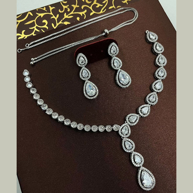 Aamrapali Silver Plated AD Stone Necklilace Set