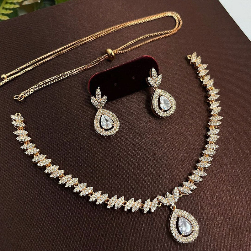 Aamrapali Gold Plated AD Stone Necklace Set