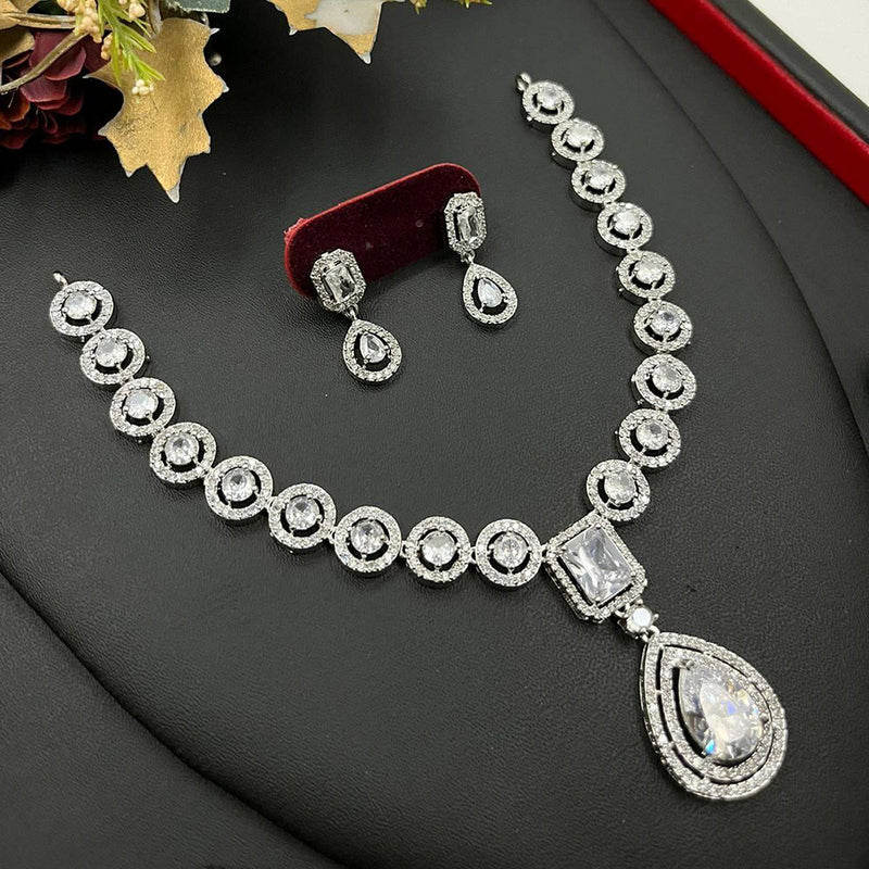 Aamrapali Silver Plated AD Stone Necklace Set