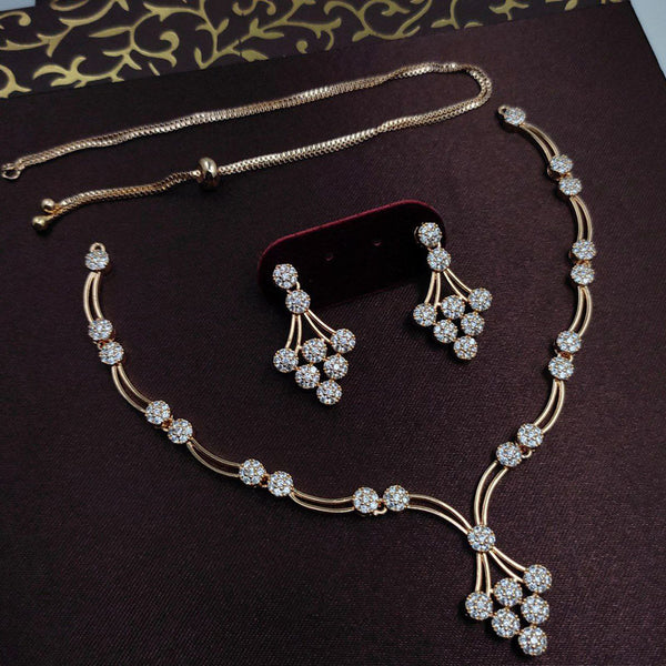 Aamrapali Gold Plated AD Stone Necklace Set