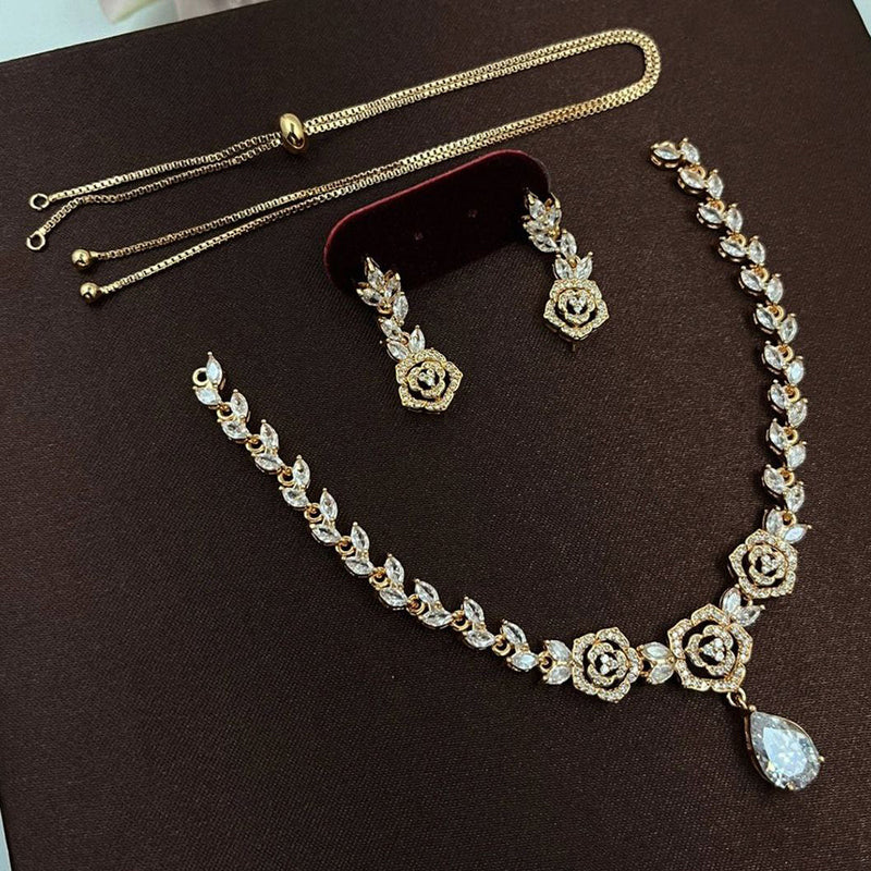 Aamrapali Gold Plated American Diamond Necklace Set